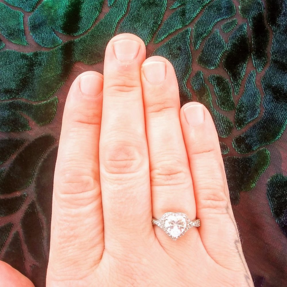 2 FOR 1: Sterling Silver Cubic Zirconia Heart Ring - Picture 8 of 10